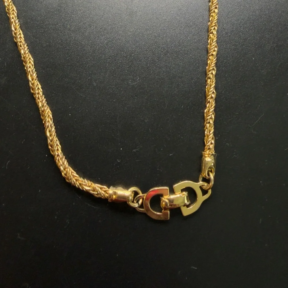 Vintage Christian Dior gold-plated rope twist necklace signature "CD" clasp - Picture 8 of 8
